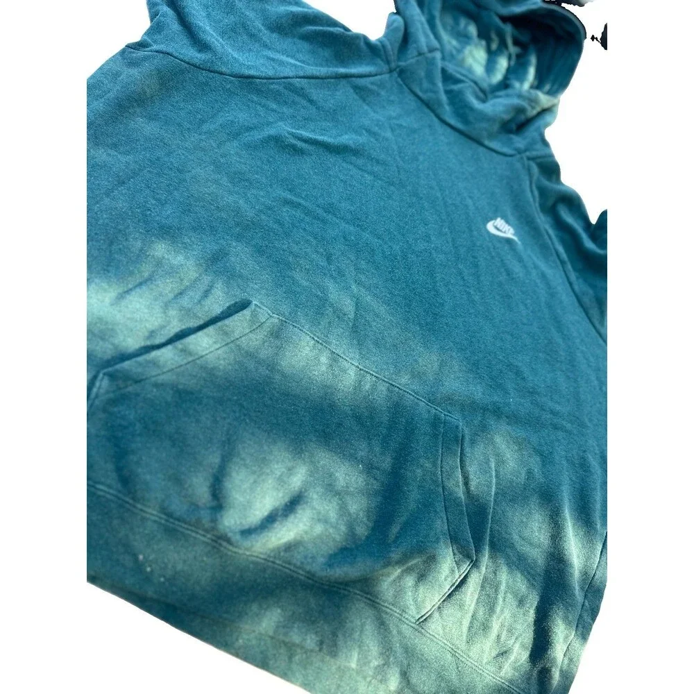 Nike XXL Teal Pullover Hoodie Embroidered Swoosh Funnel Neck Unisex